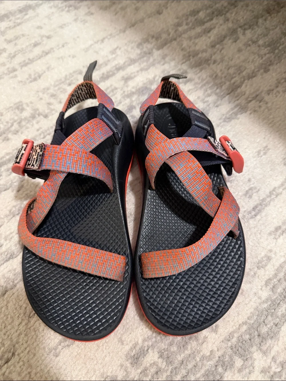Kid’s Chacos in Coral & Light Blue
